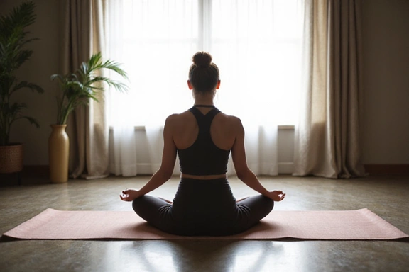 Image of a person meditating or doing light yoga