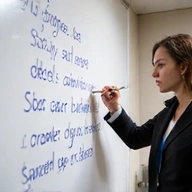 A person setting goals on a whiteboard